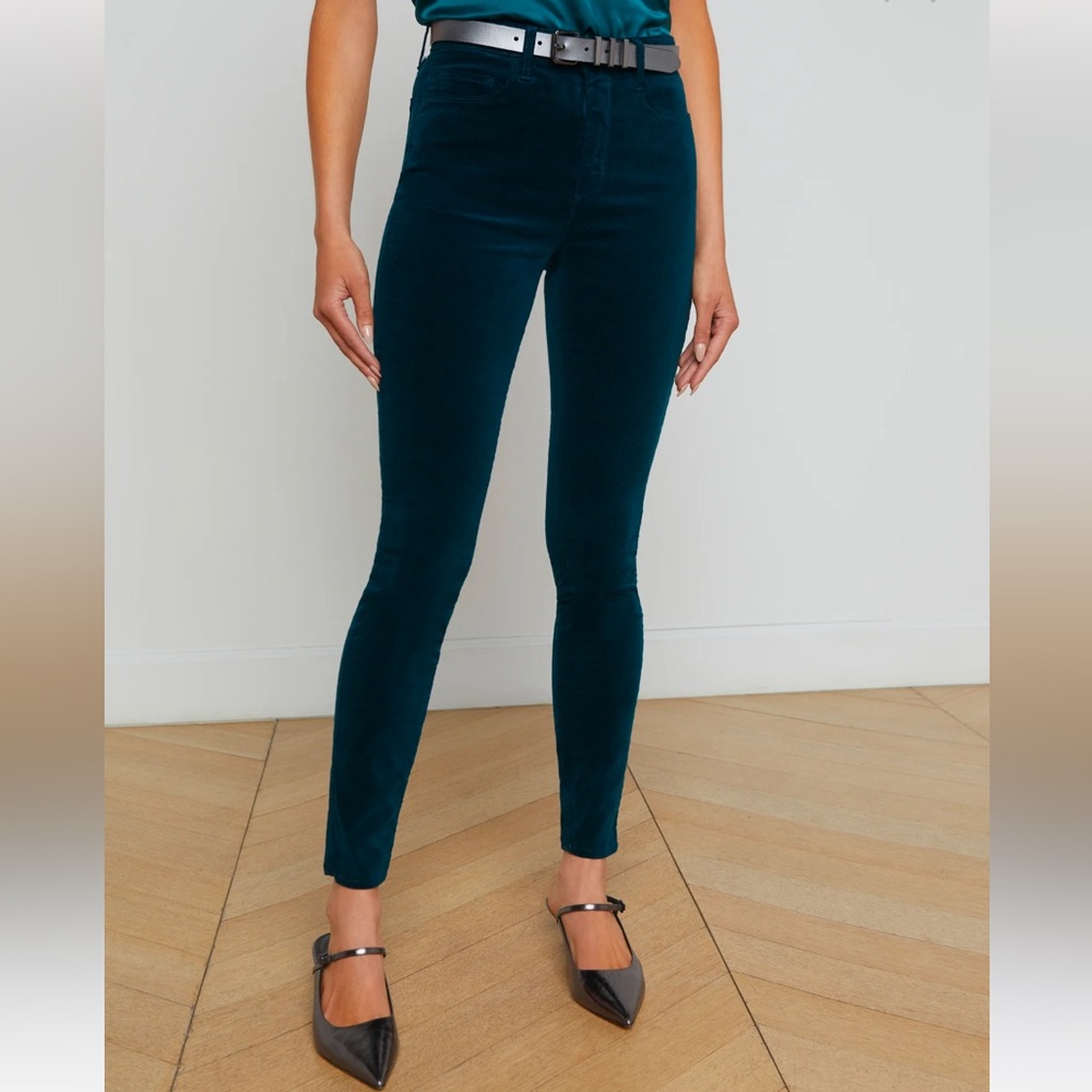 L'AGENCE Women’s Monique Velvet High Rise Skinny Jean Stretch Brown Size 25 NWOT